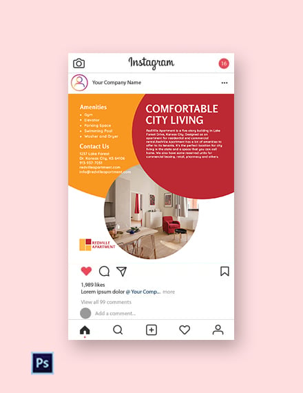 Free Apartment Rental Instagram Post Template Psd