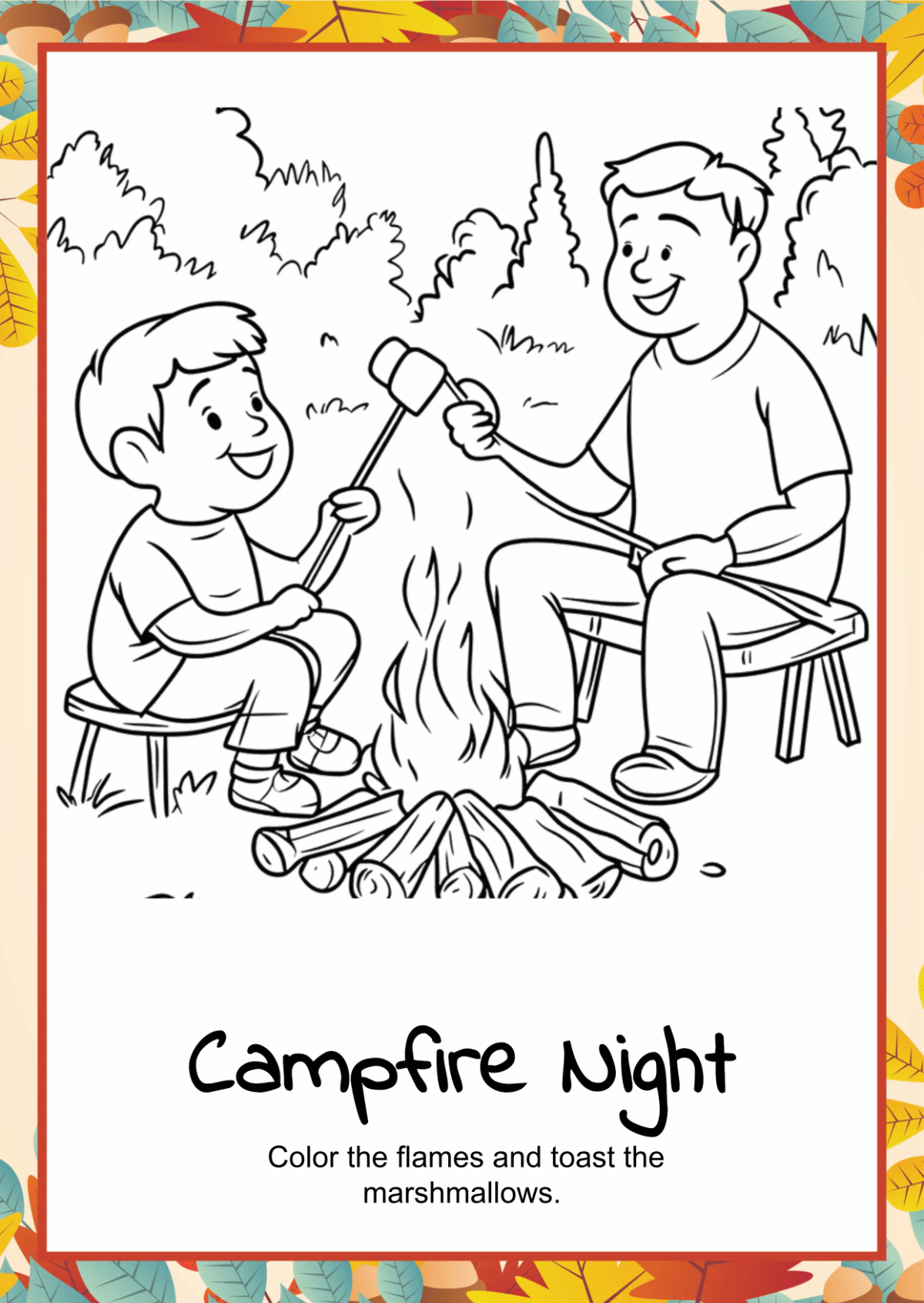 Free Autumn Coloring Book Template to Edit Online