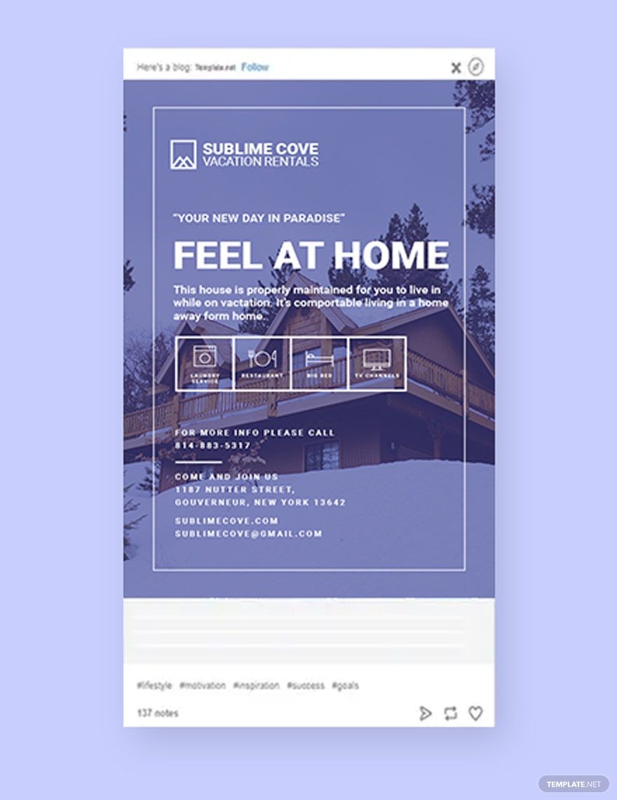 Vacation Rental Tumblr Post Template