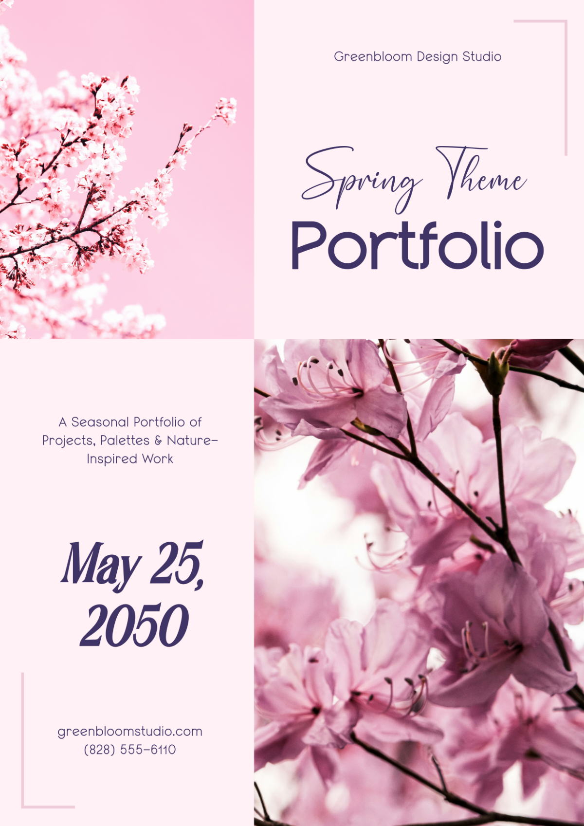 Free Spring Theme Portfolio Cover Page Template to Edit Online