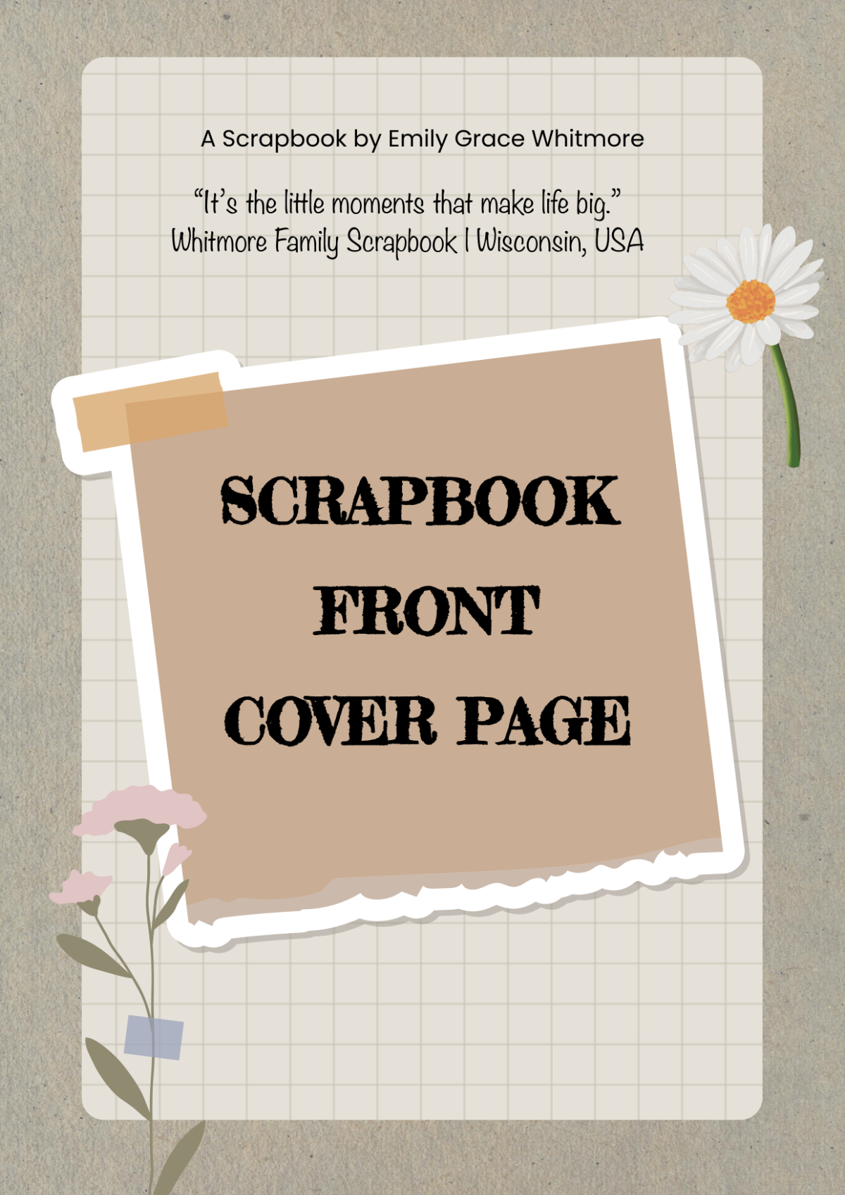 Free Scrapbook Front Cover Page Template to Edit Online