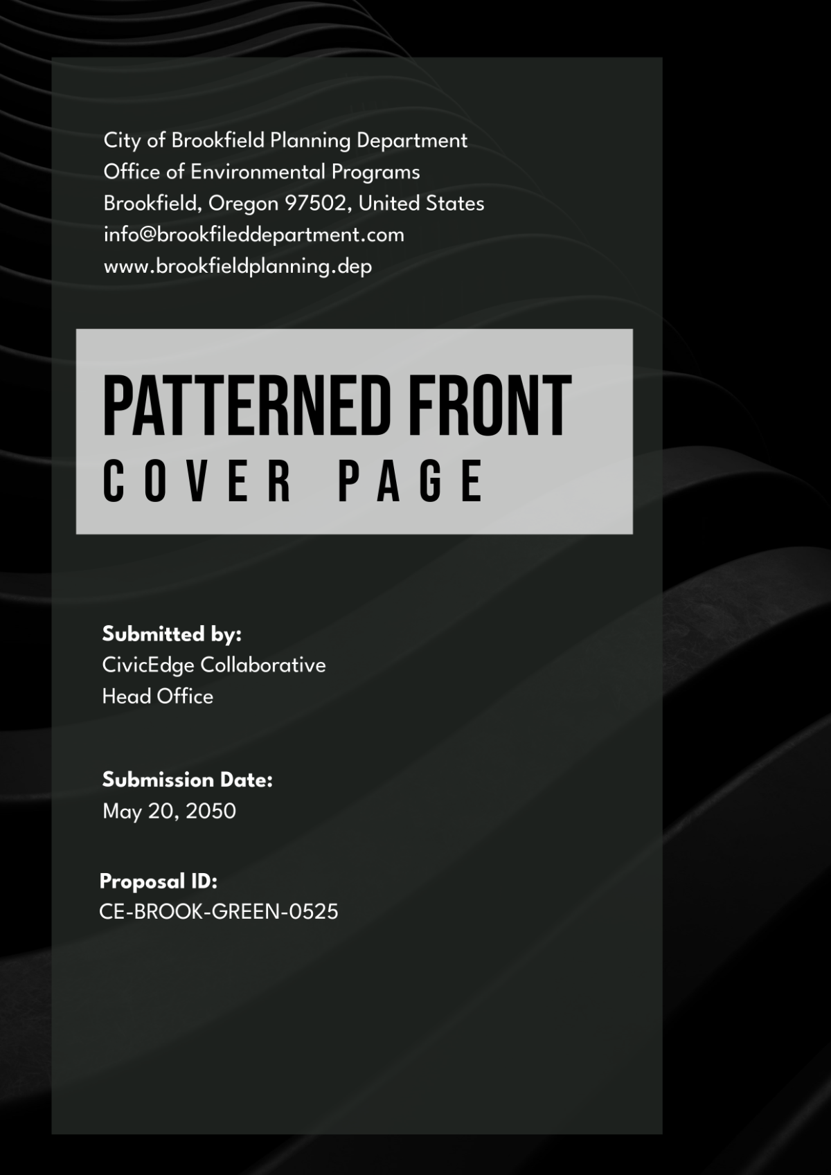 Free Black Patterned Front Cover Page Template to Edit Online