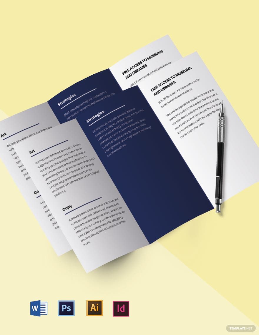 Free Tri-fold simple advertising agency brochure Template