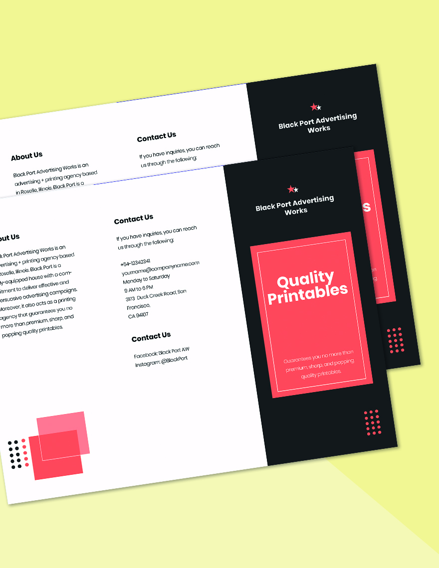 Trifold Creative Advertising Agency Brochure Template Printable