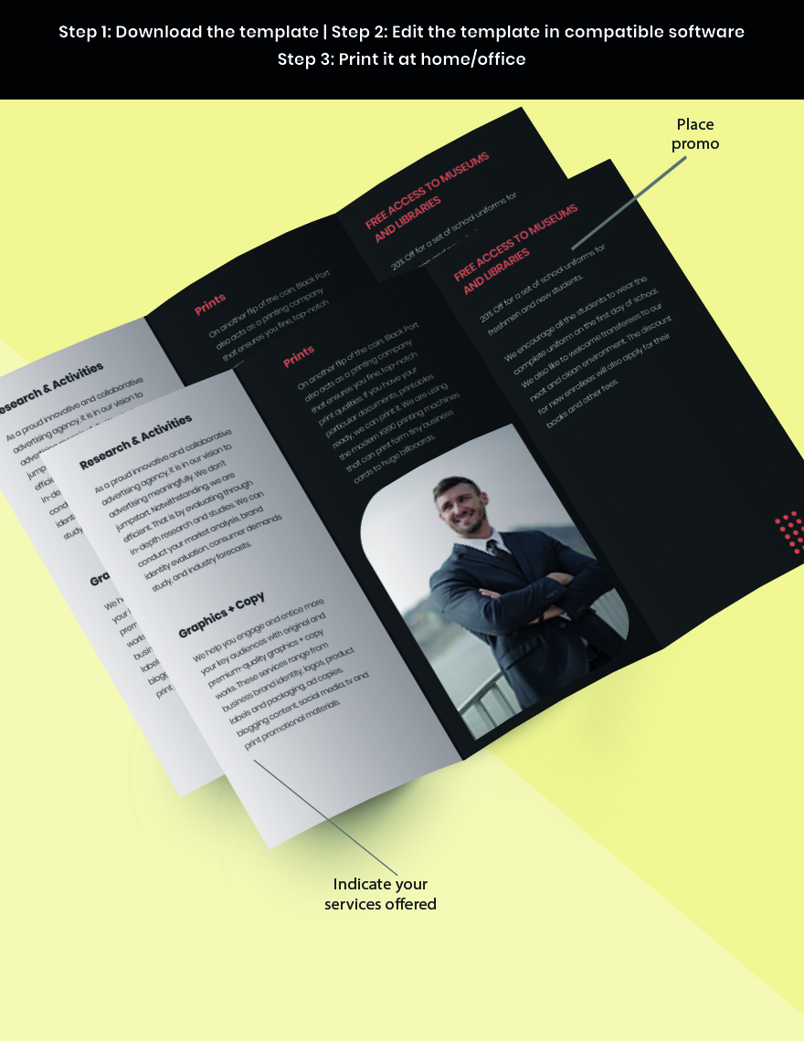 Trifold Creative Advertising Agency Brochure Template Snippet