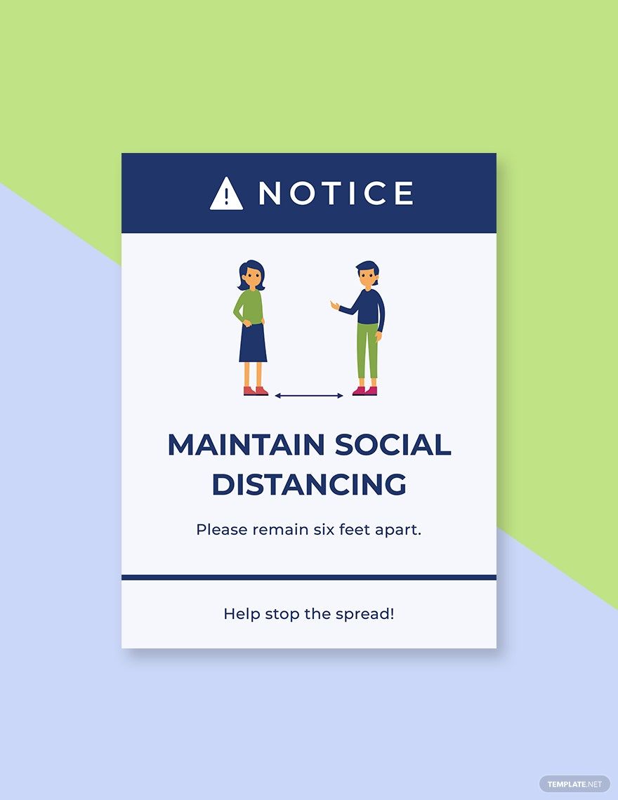 Maintain Social Distancing Sign Template