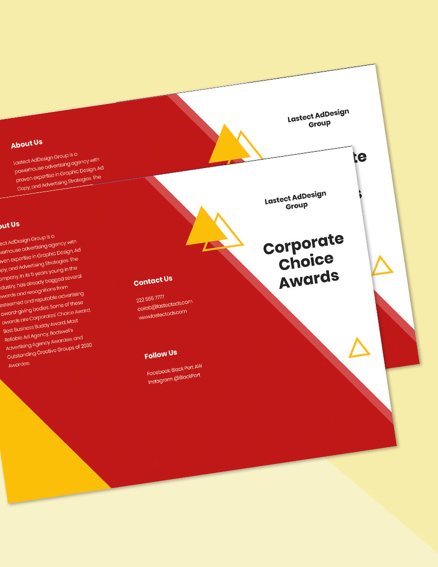 Tri-fold advertising graphic design brochure Template
