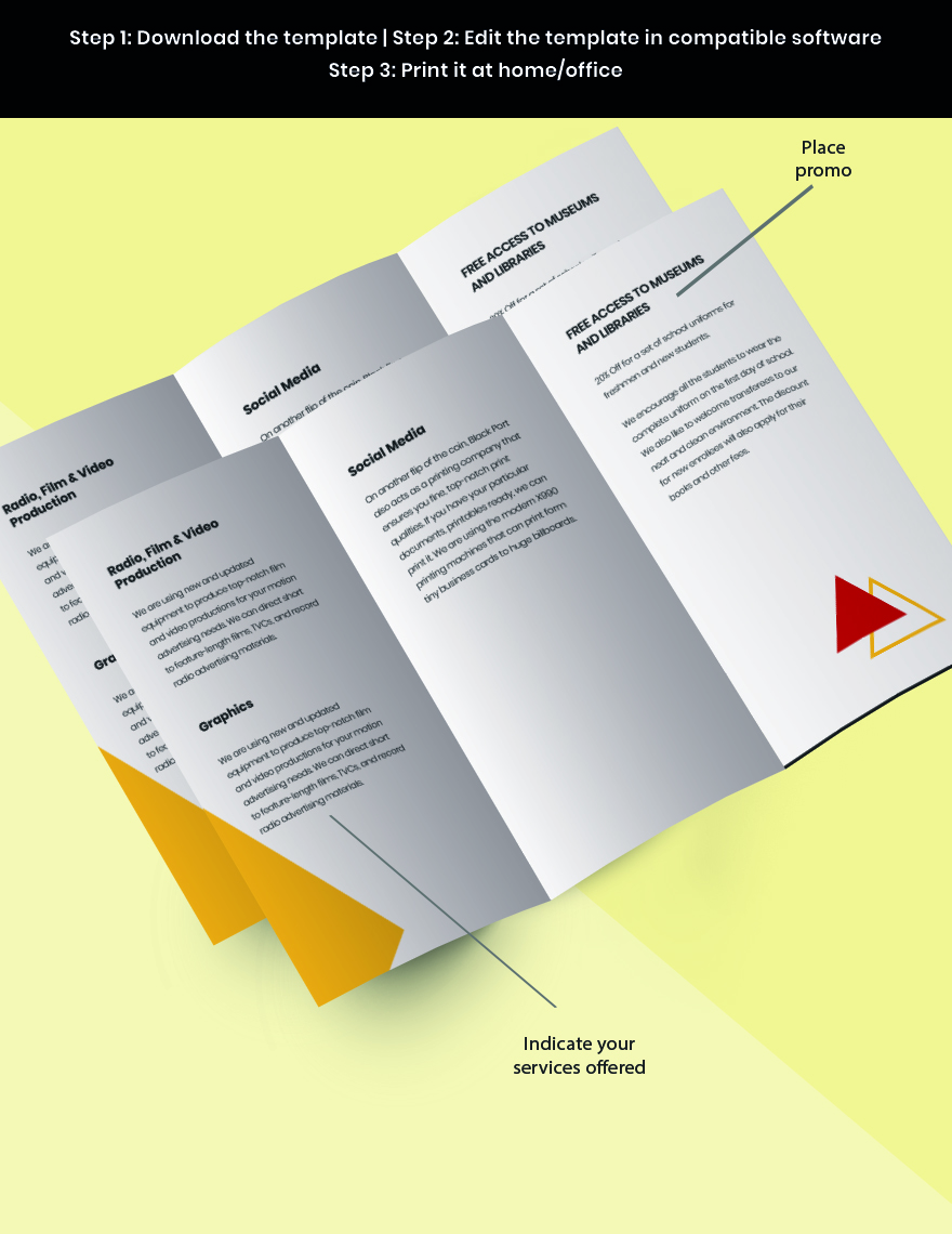 Trifold Advertising Graphic Design Brochure Template Snippet