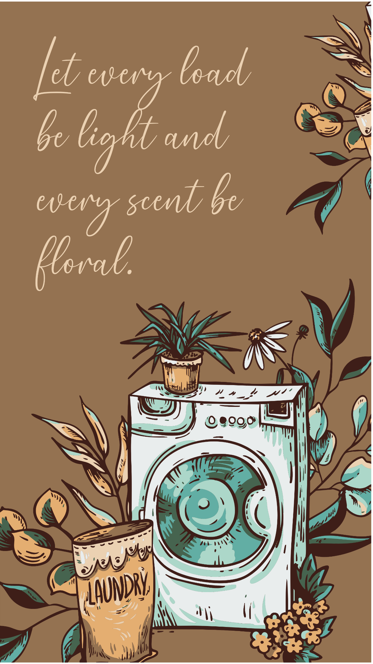 Free Laundry Room Floral Wallpaper Template