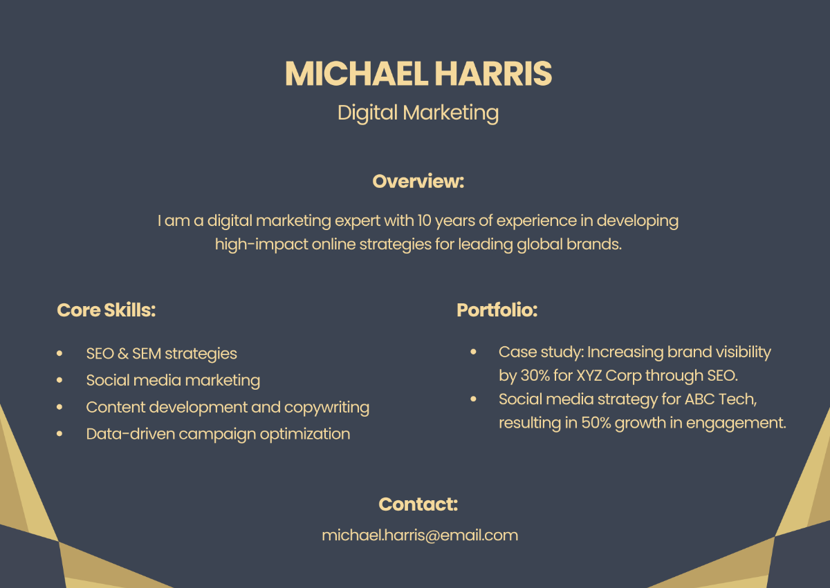 Free Professional One Page Personal Branding Template