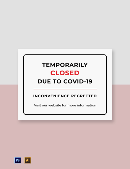 COVID Temporarily Closed Sign Template