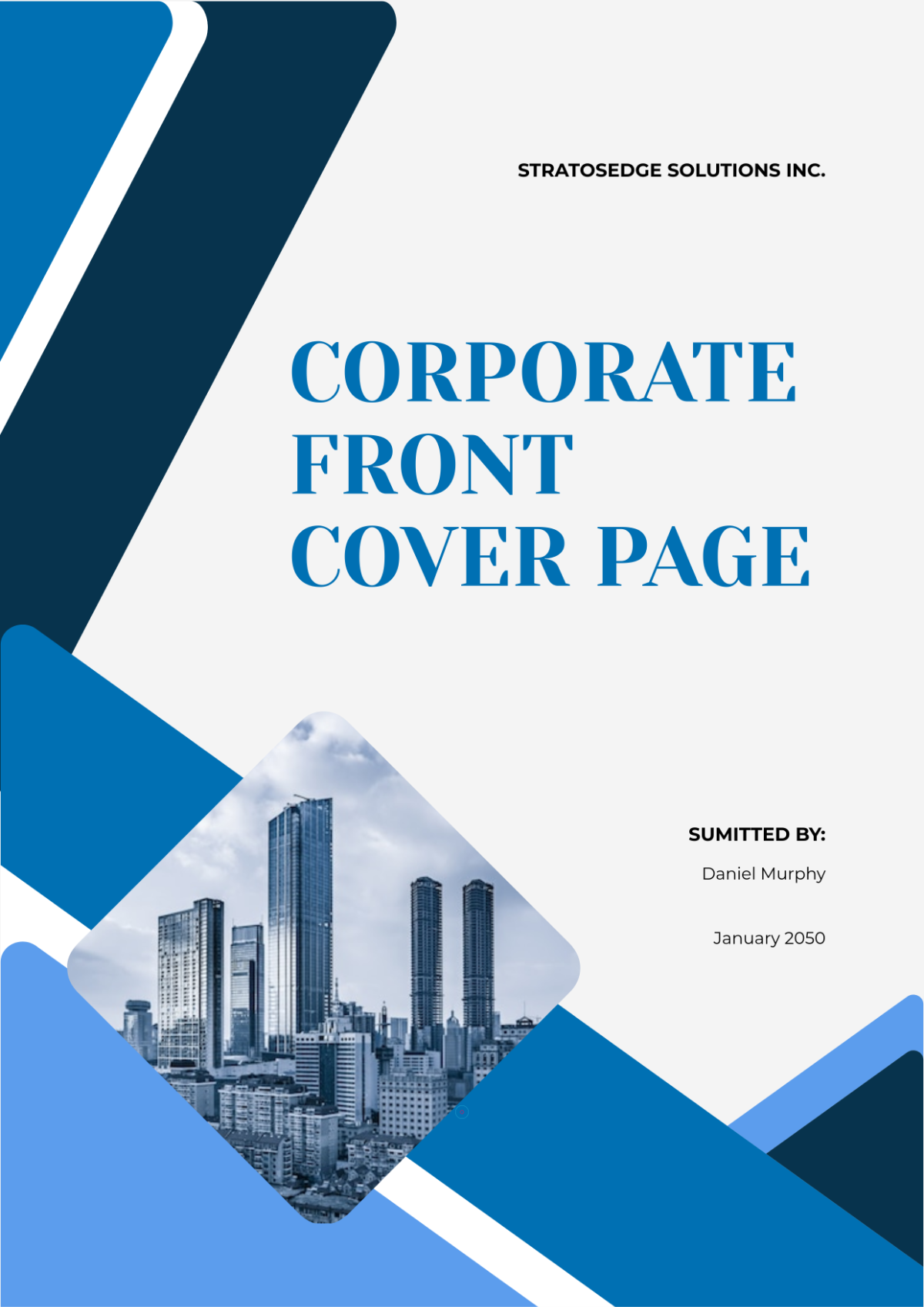 Free Blue Corporate Front Cover Page Template to Edit Online