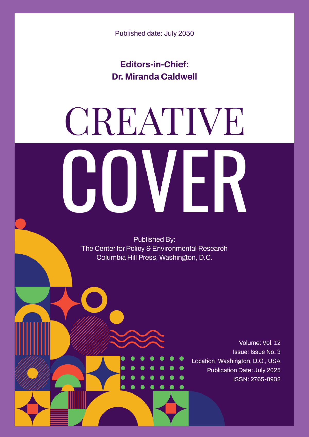 Free Creative Journal Front Cover Page Template to Edit Online
