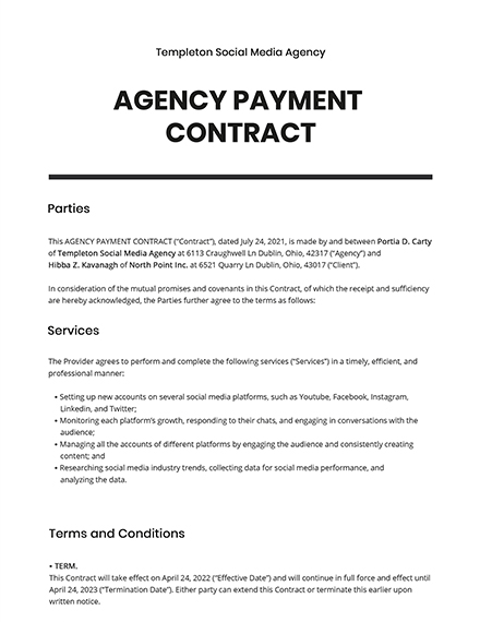 basic photography contract template restaurant