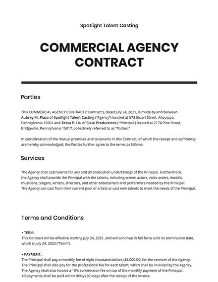 5  Commercial Contract Templates Free Downloads Template net