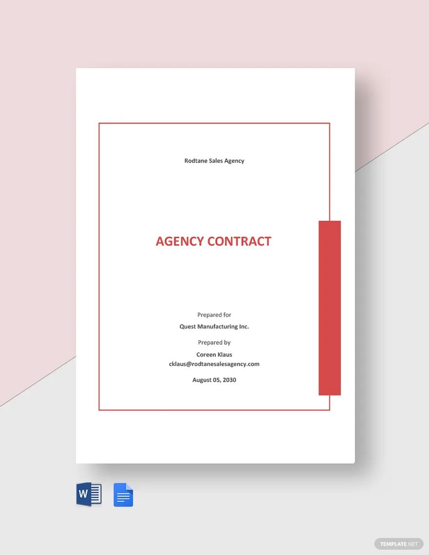 Sample Agency Contract Template