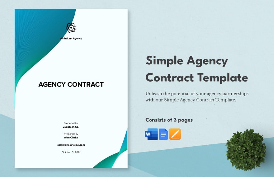 Free Simple Agency Contract Template in Word, Google Docs, Apple Pages