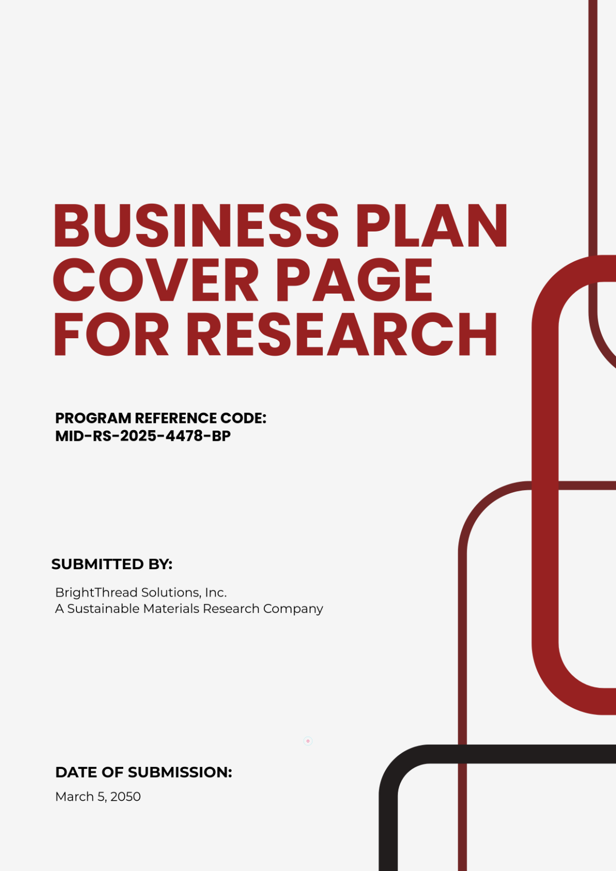 Free Business Plan Cover Page for Research Template