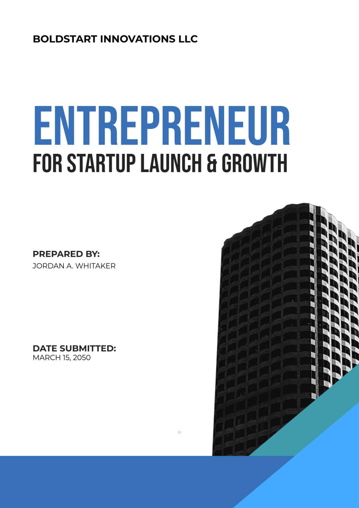 Free Entrepreneur Business Plan Cover Page Template