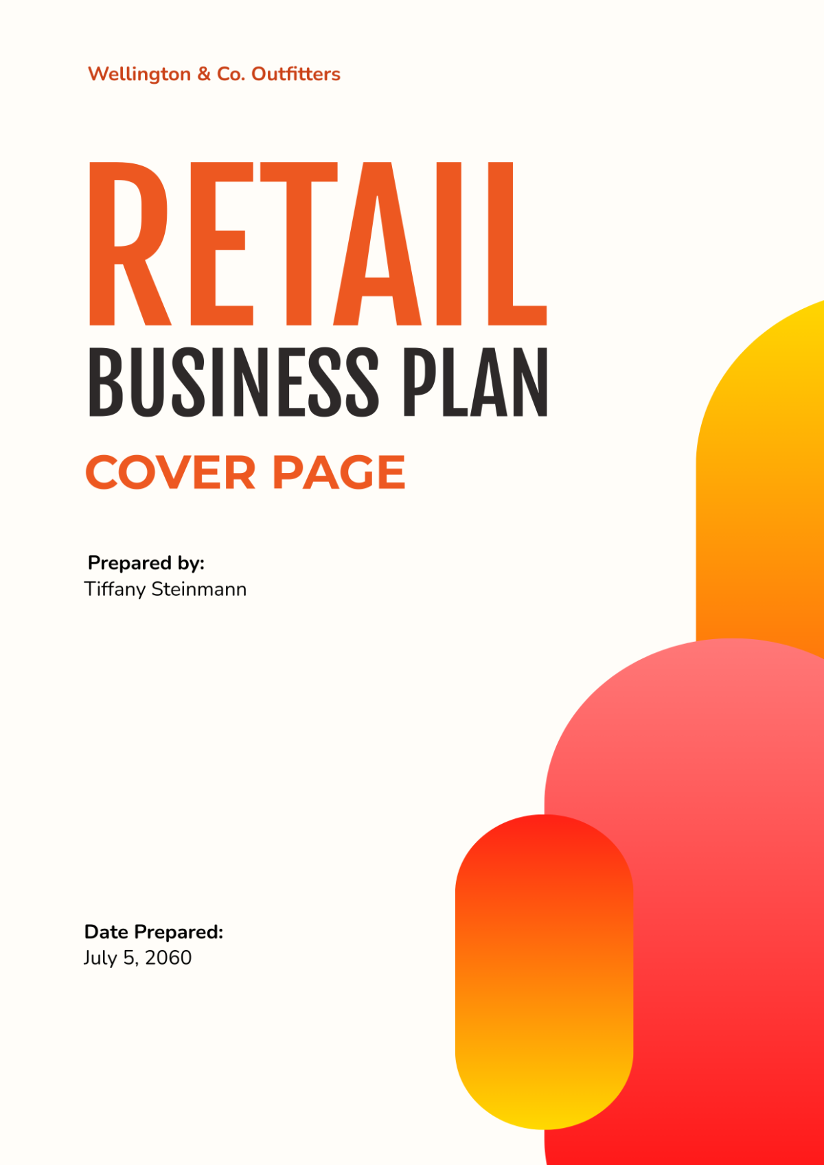 Free Retail Business Plan Cover Page Template