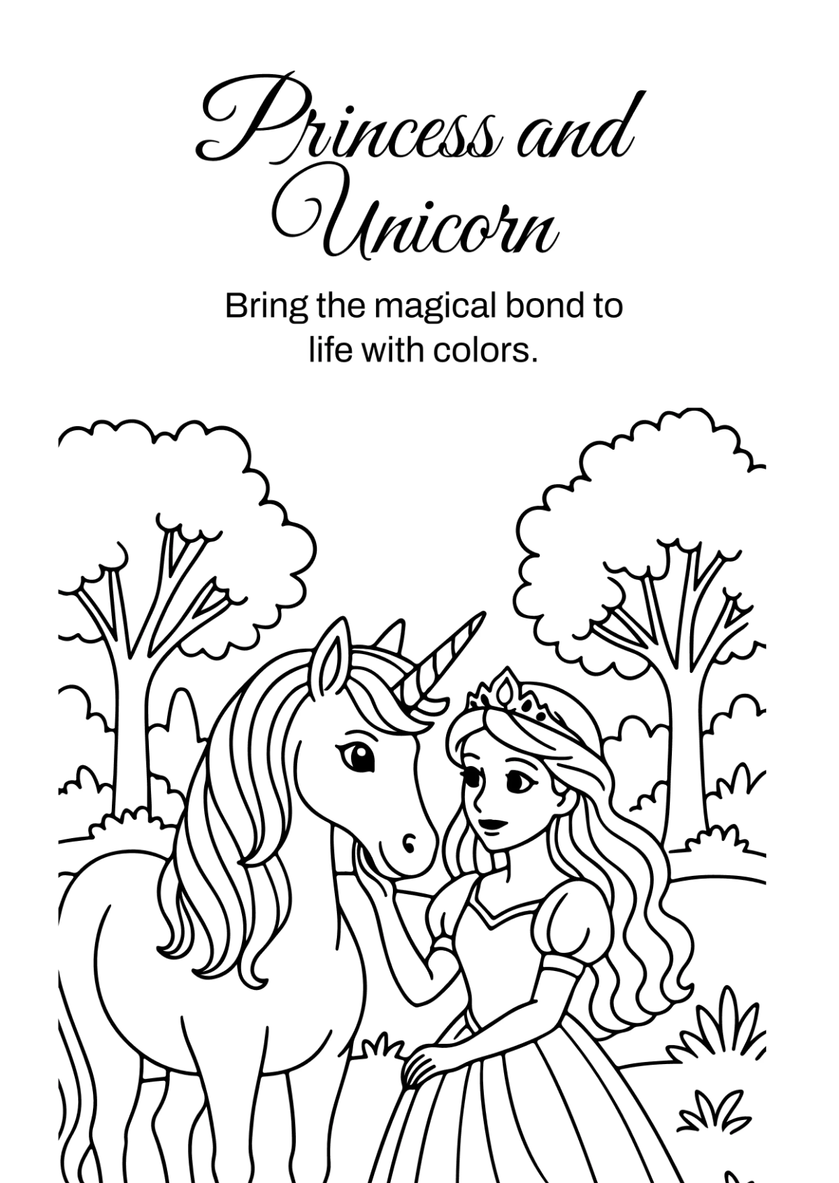 Free Princess Coloring Book Template to Edit Online