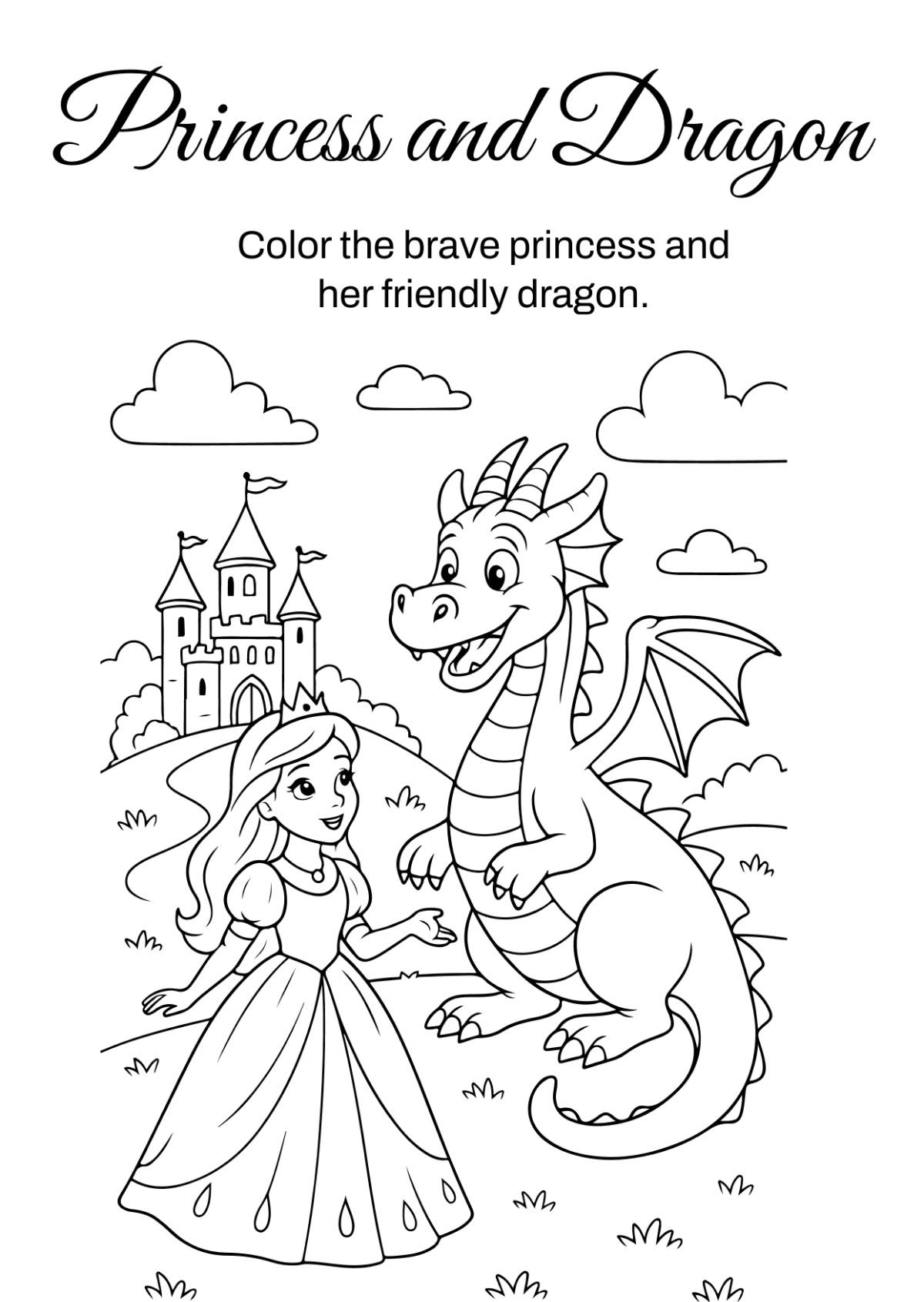 Free Princess Coloring Book Template to Edit Online