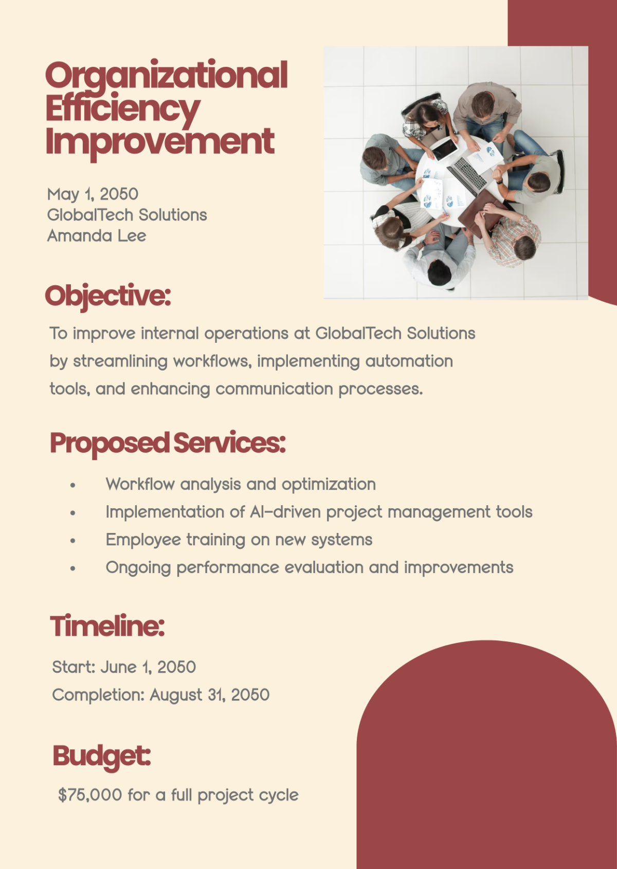 Free One Page Proposal for Consulting Template