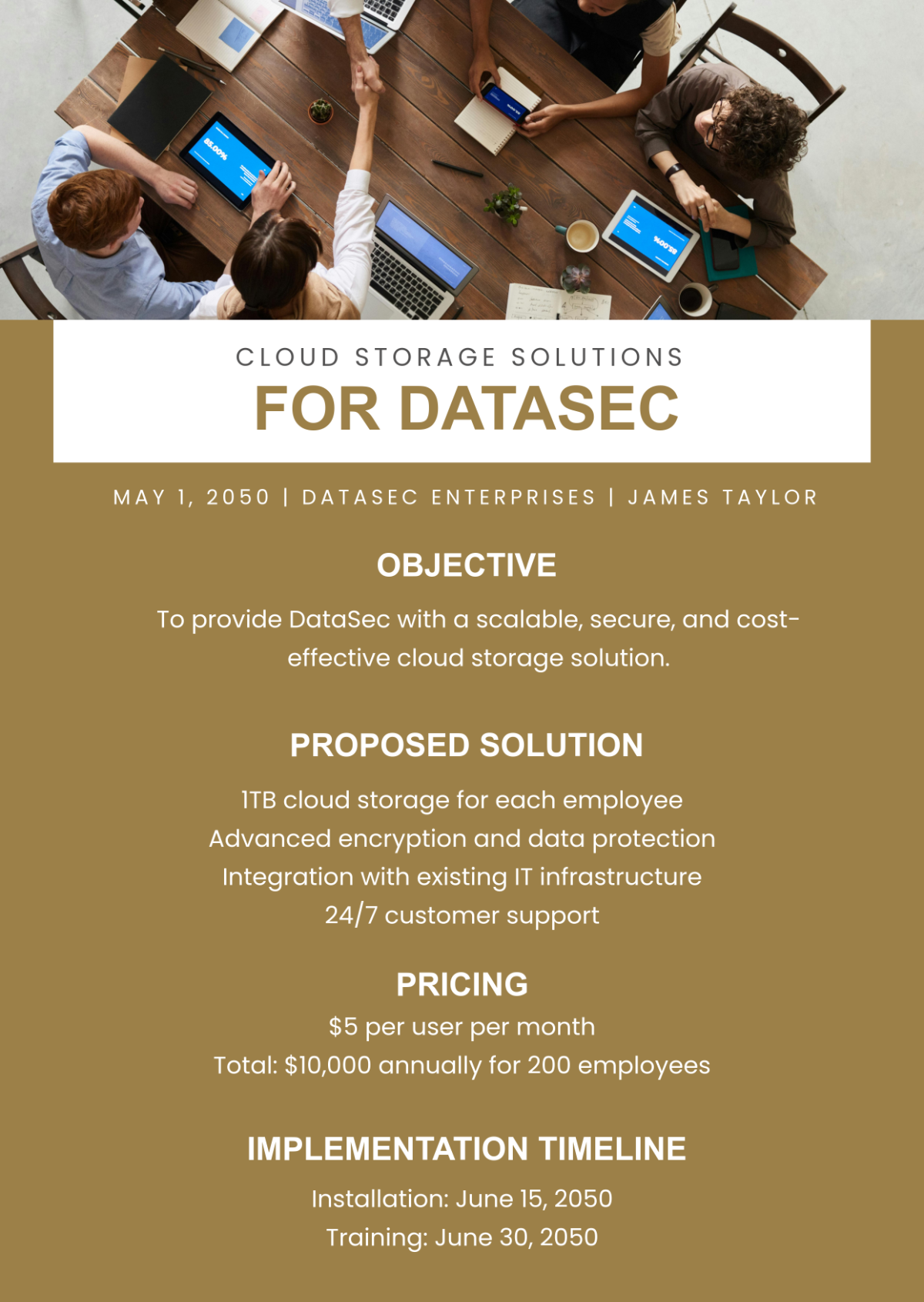 Free One Page Sales Proposal Template
