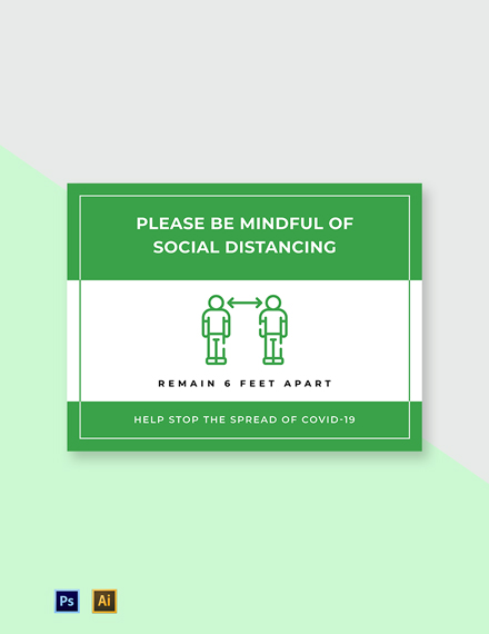 Be Mindful of Social Distancing Sign Template