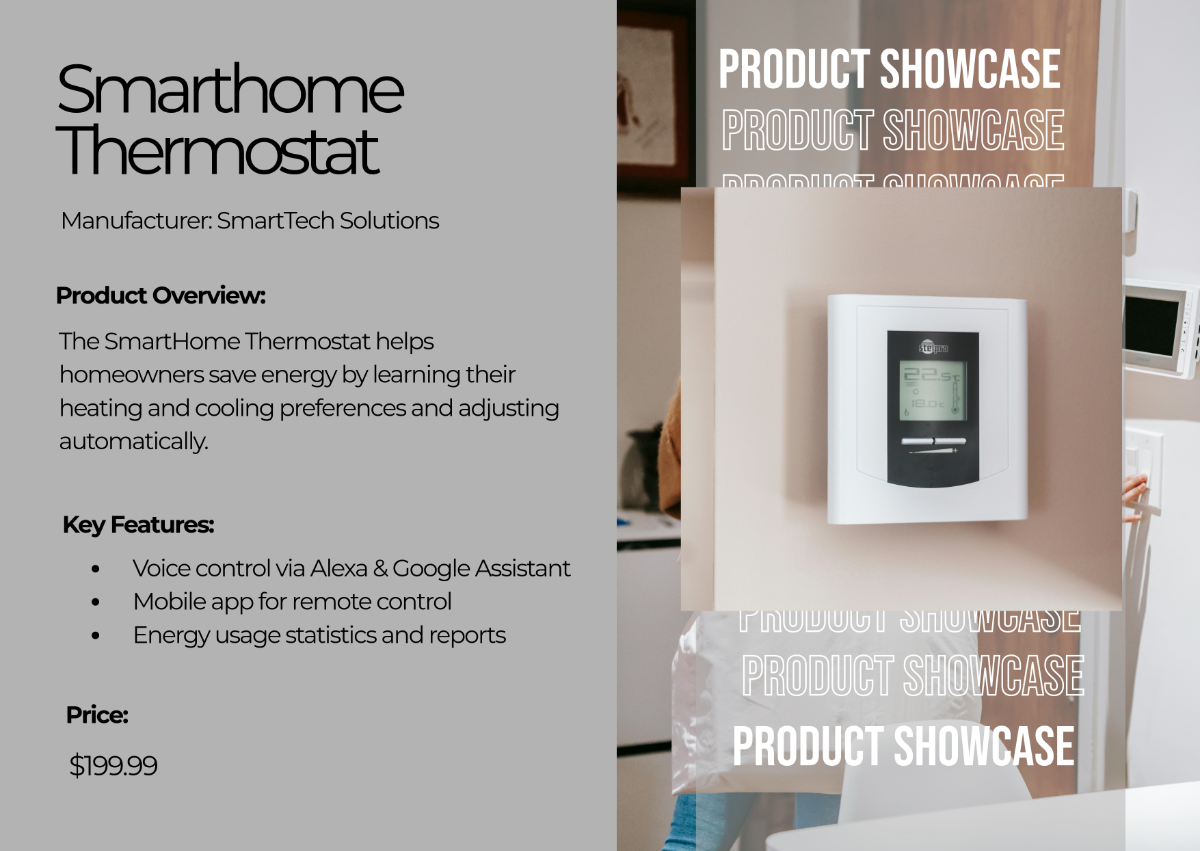 Free Gray Background One Page Product Showcase Template