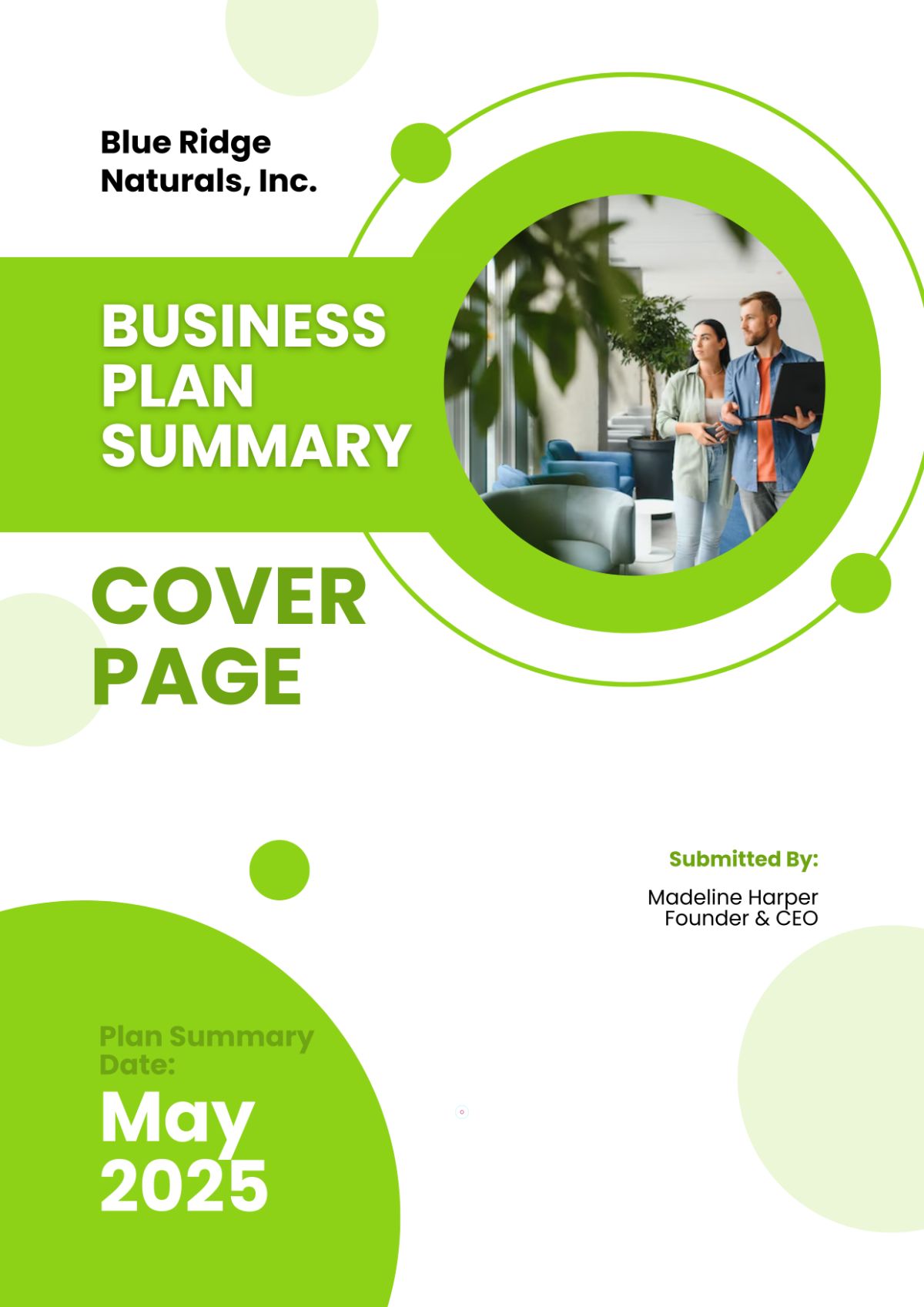 Free Business Plan Summary Cover Page Template