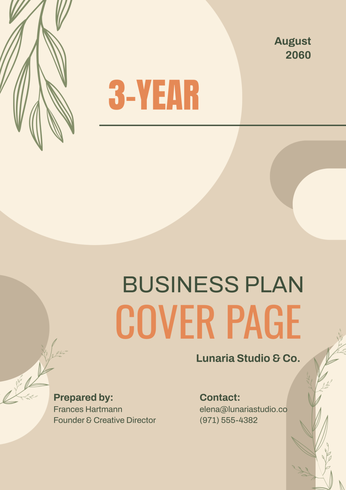 Free Aesthetic 3-Year Business Plan Cover Page Template