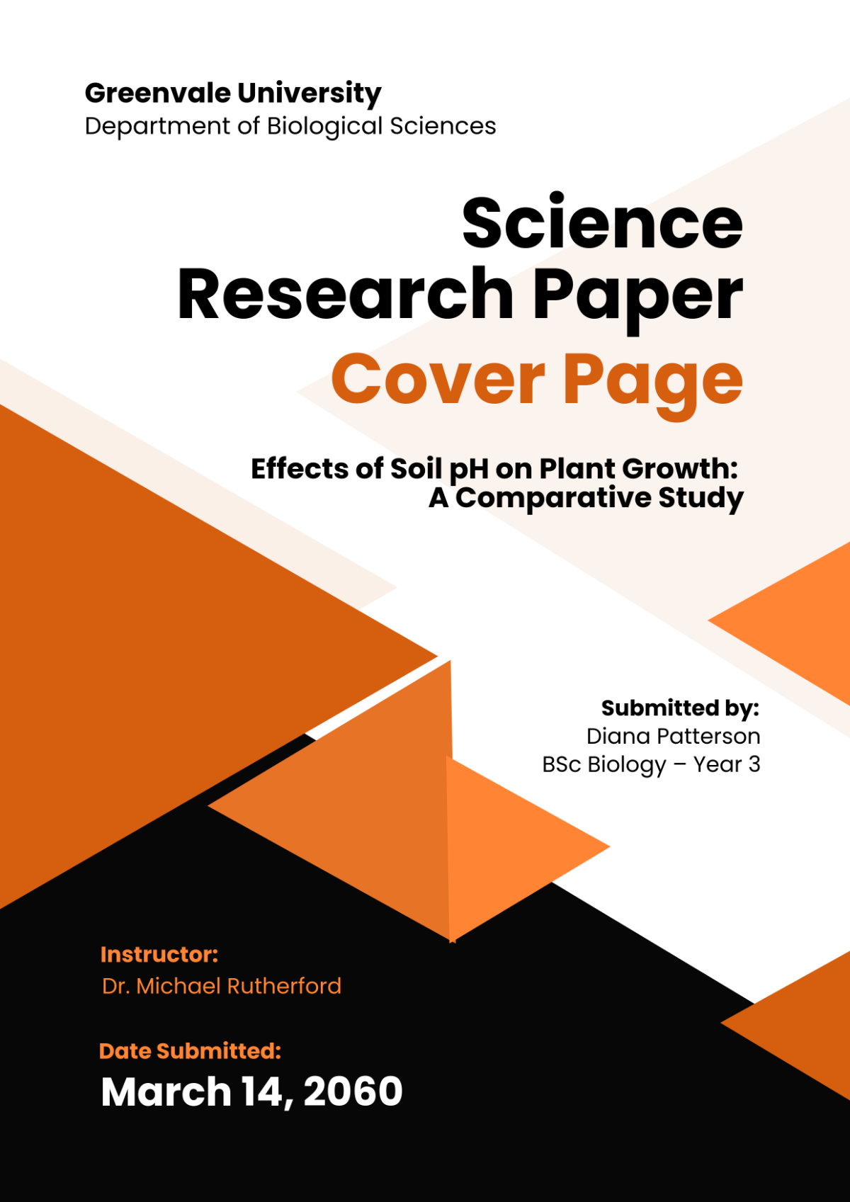 Free Science Research Paper Cover Page Template