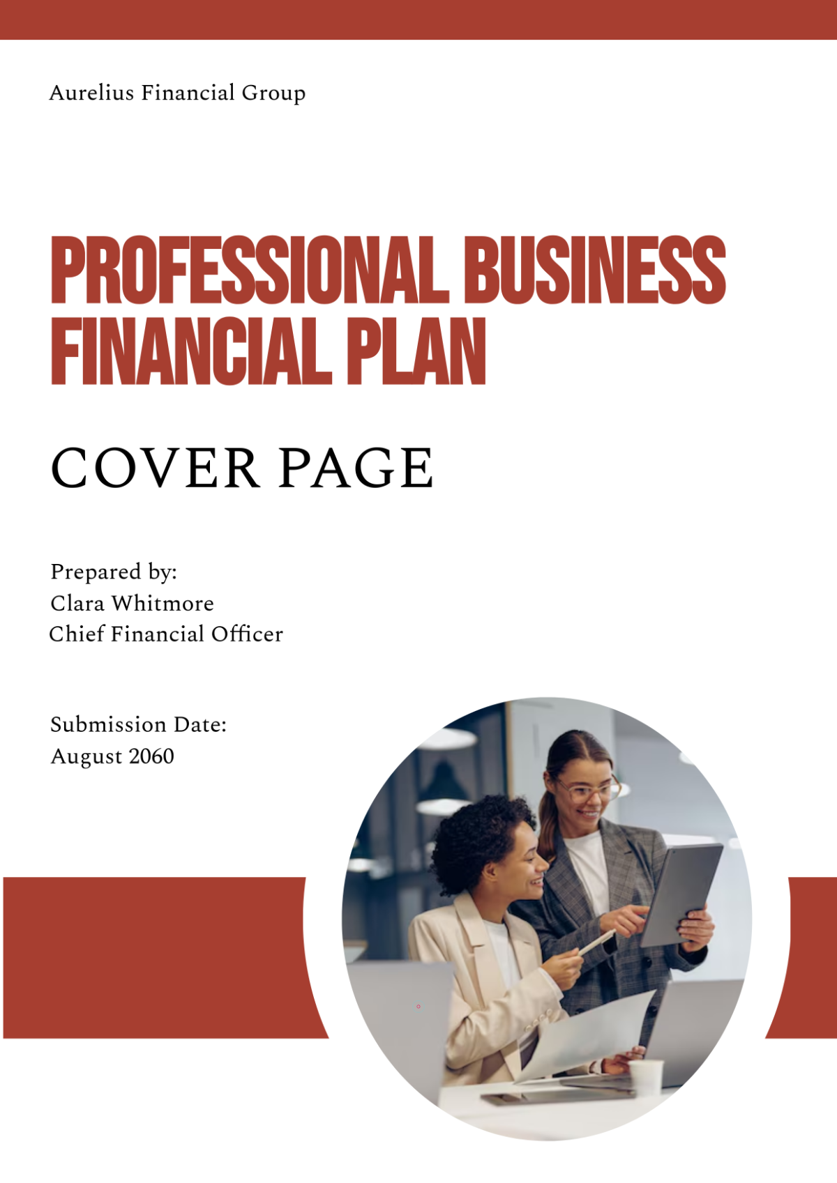 Free Professional Business Financial Plan Cover Page Template