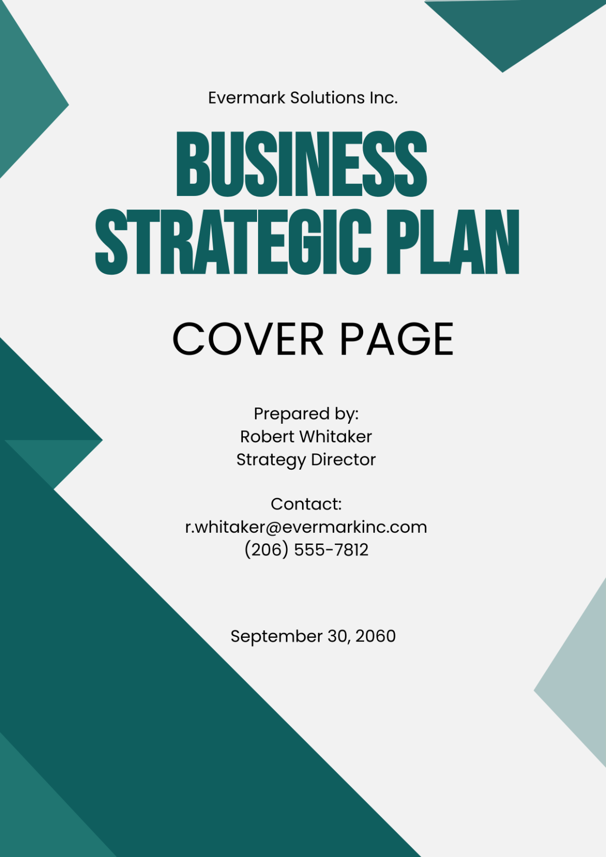 Free Business Strategic Plan Cover Page Template