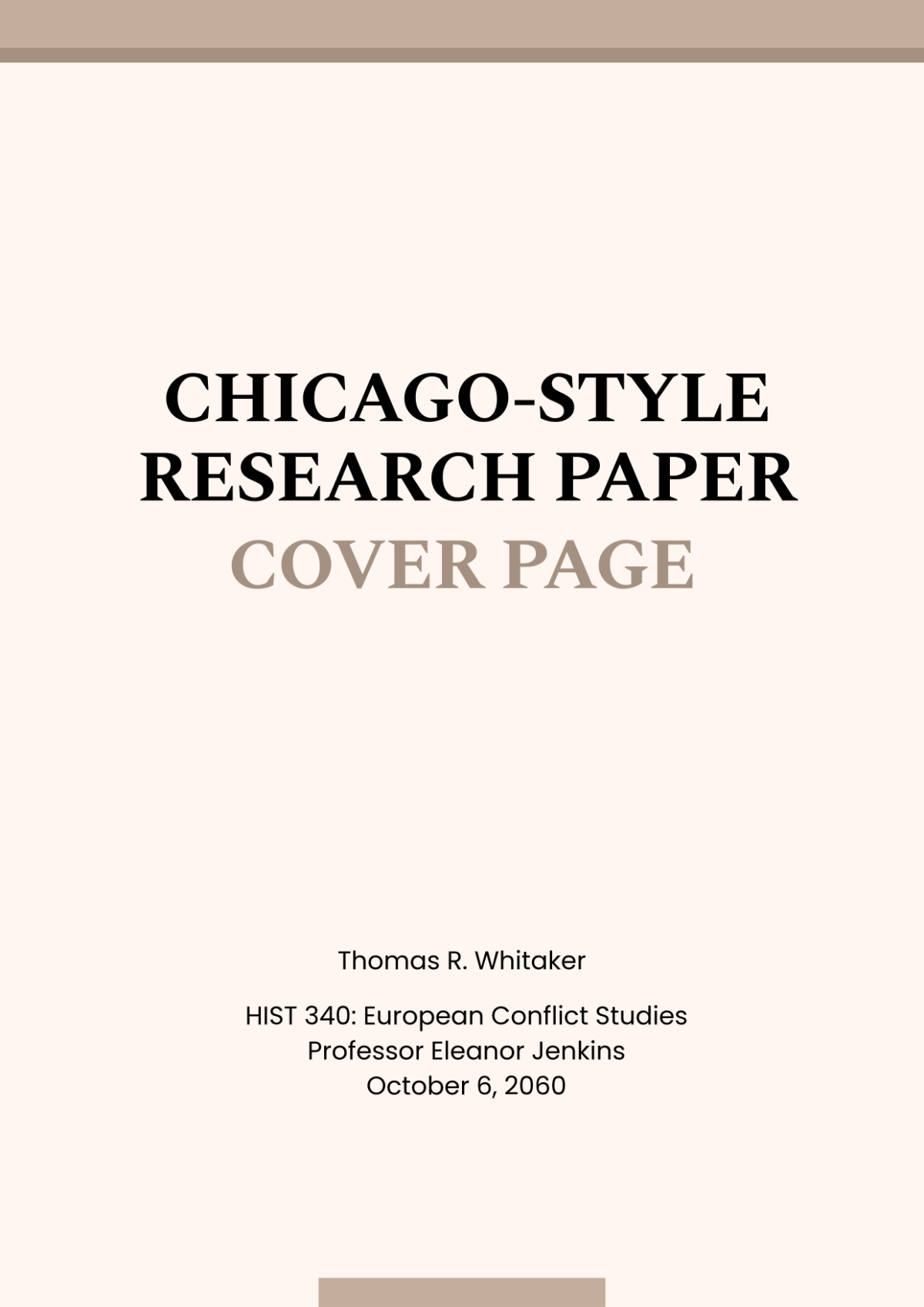 Free Chicago-Style Research Paper Cover Page Template