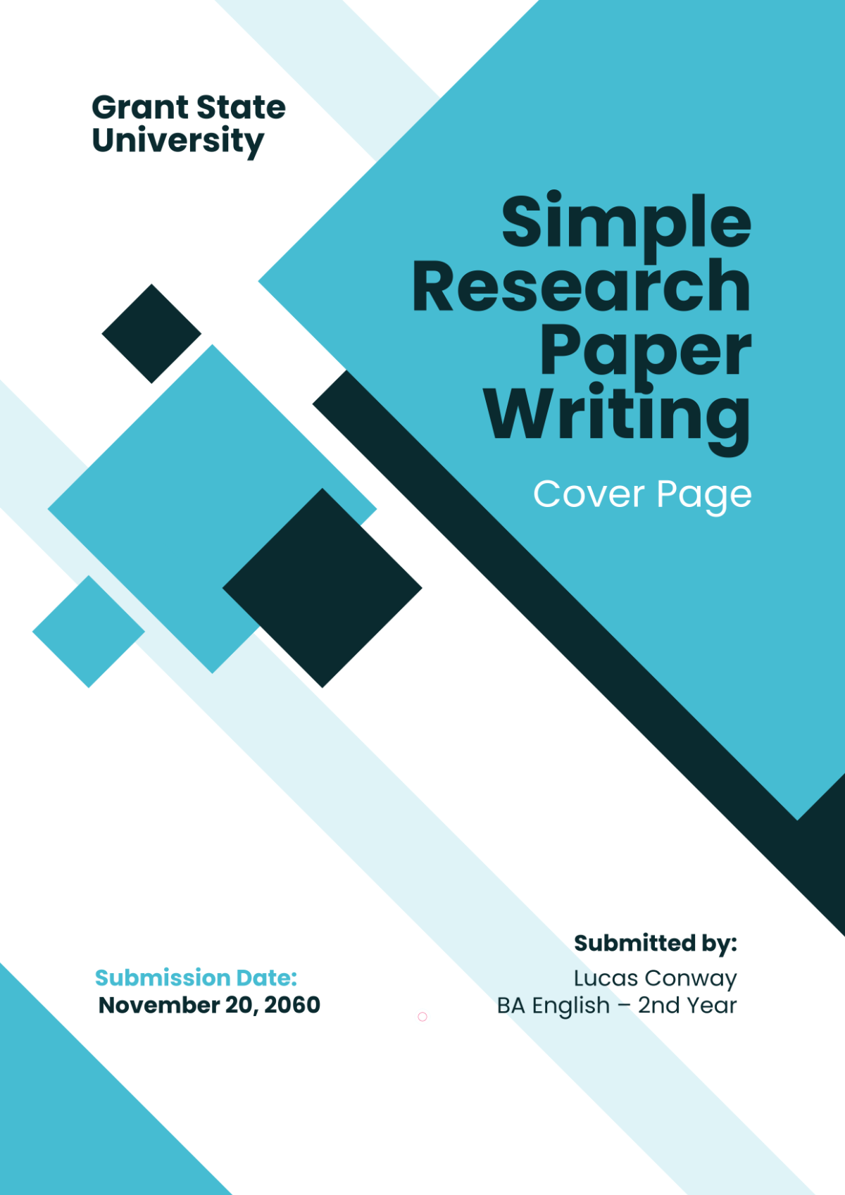 Simple Research Paper Writing Cover Page Template