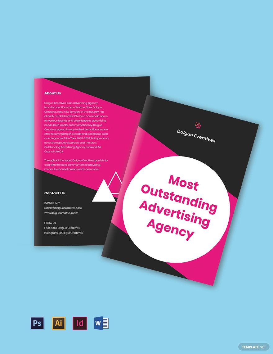 Free Bifold creative advertising agency brochure Template