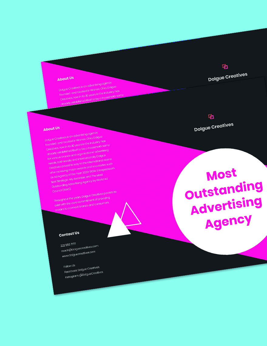 Bifold Creative Advertising Agency Brochure Template Editable