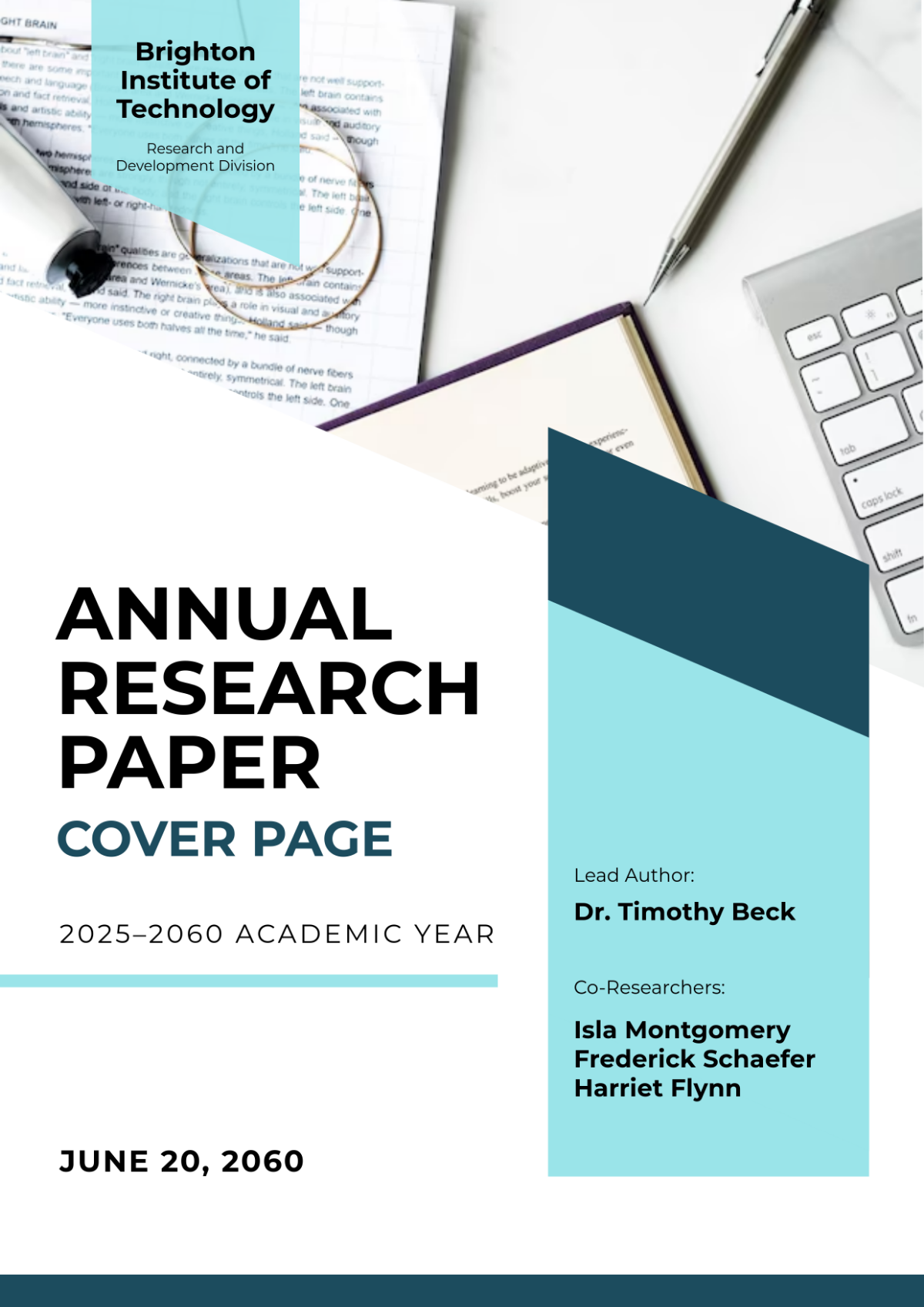 Annual Research Paper Cover Page Template