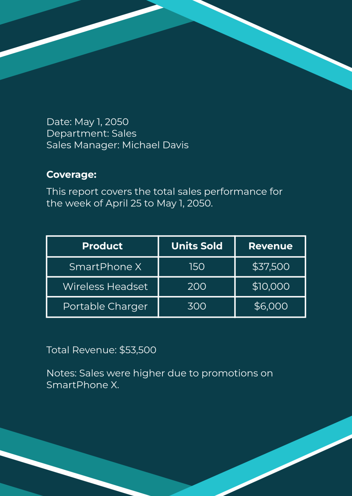 Free One Page Report Layout Template