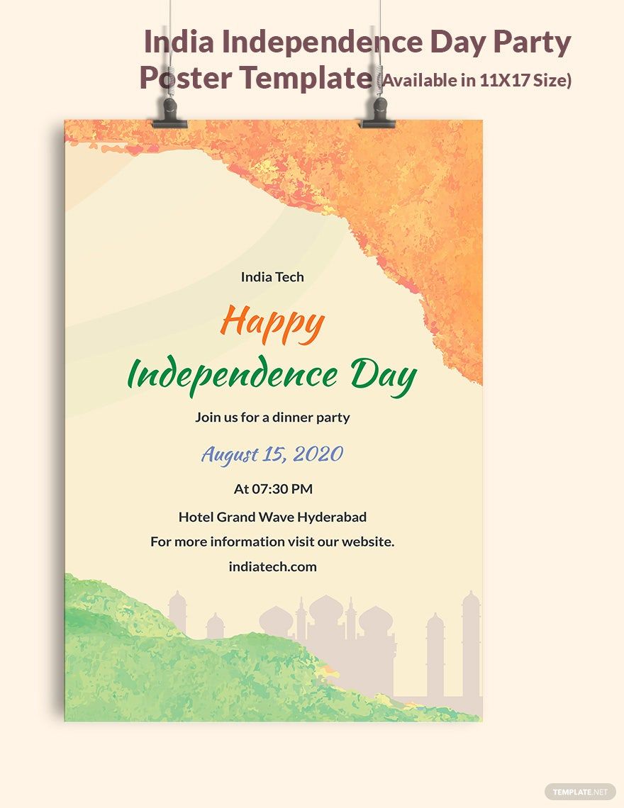 Free India Independence Day Party Poster Template