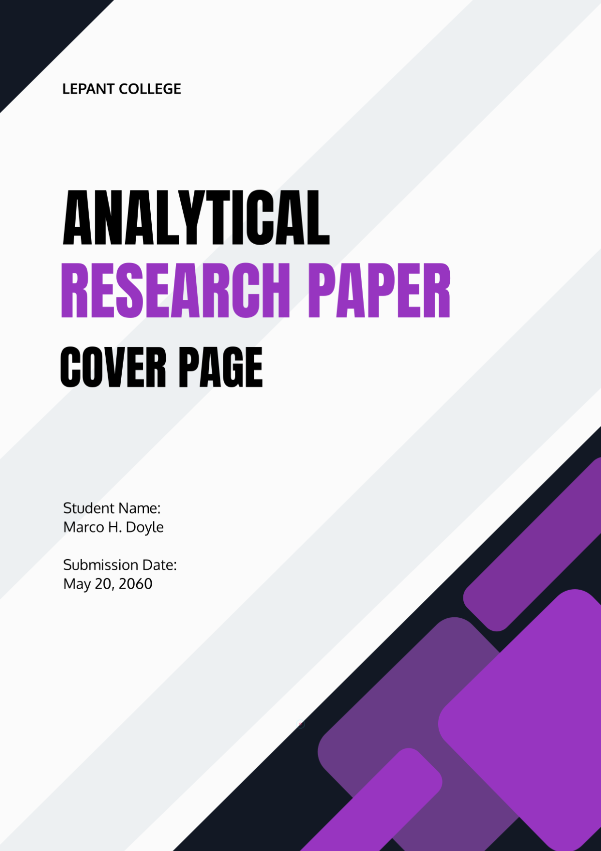 Analytical Research Paper Cover Page Template