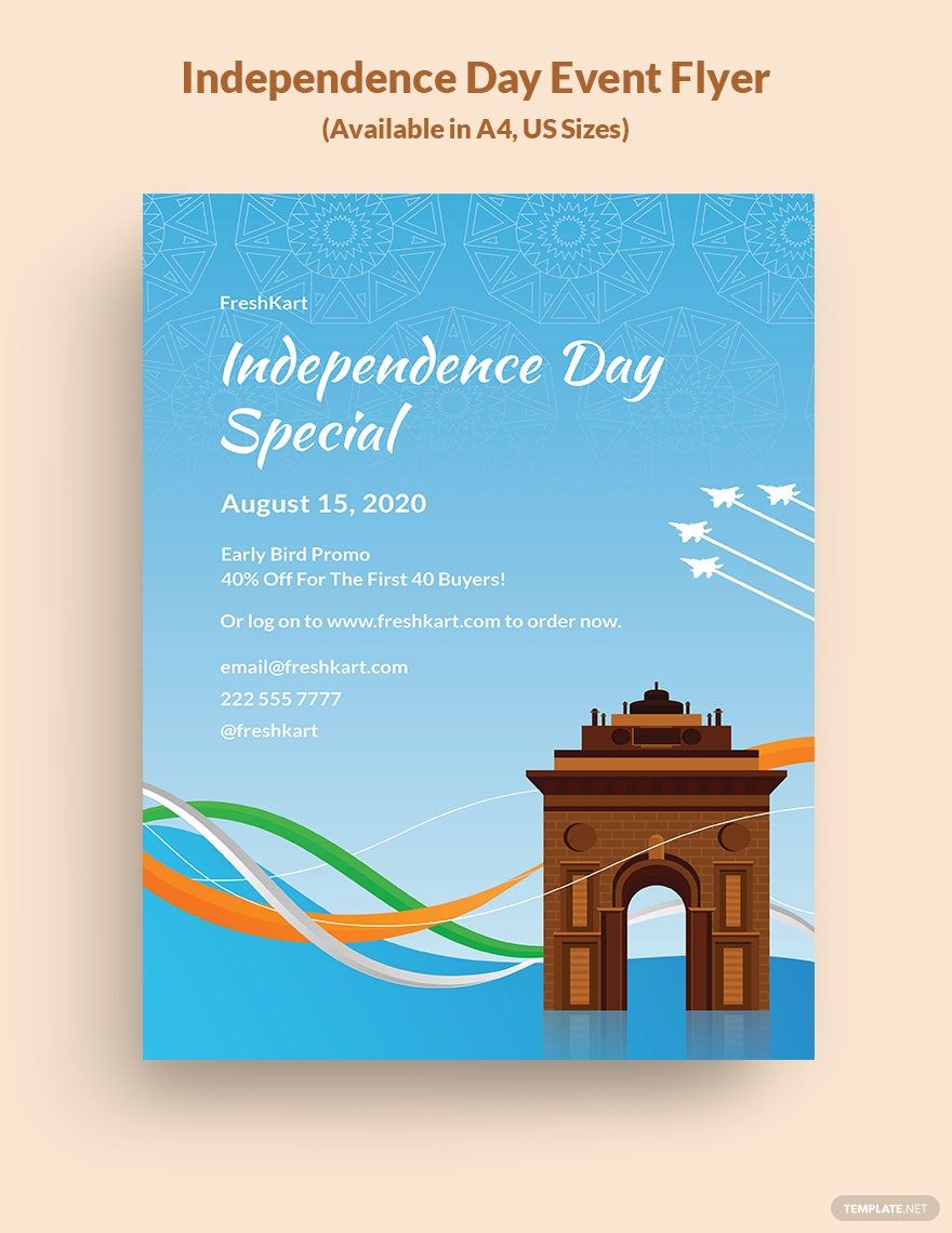 Independence Day Event Flyer Template in Word, Google Docs, Illustrator, PSD