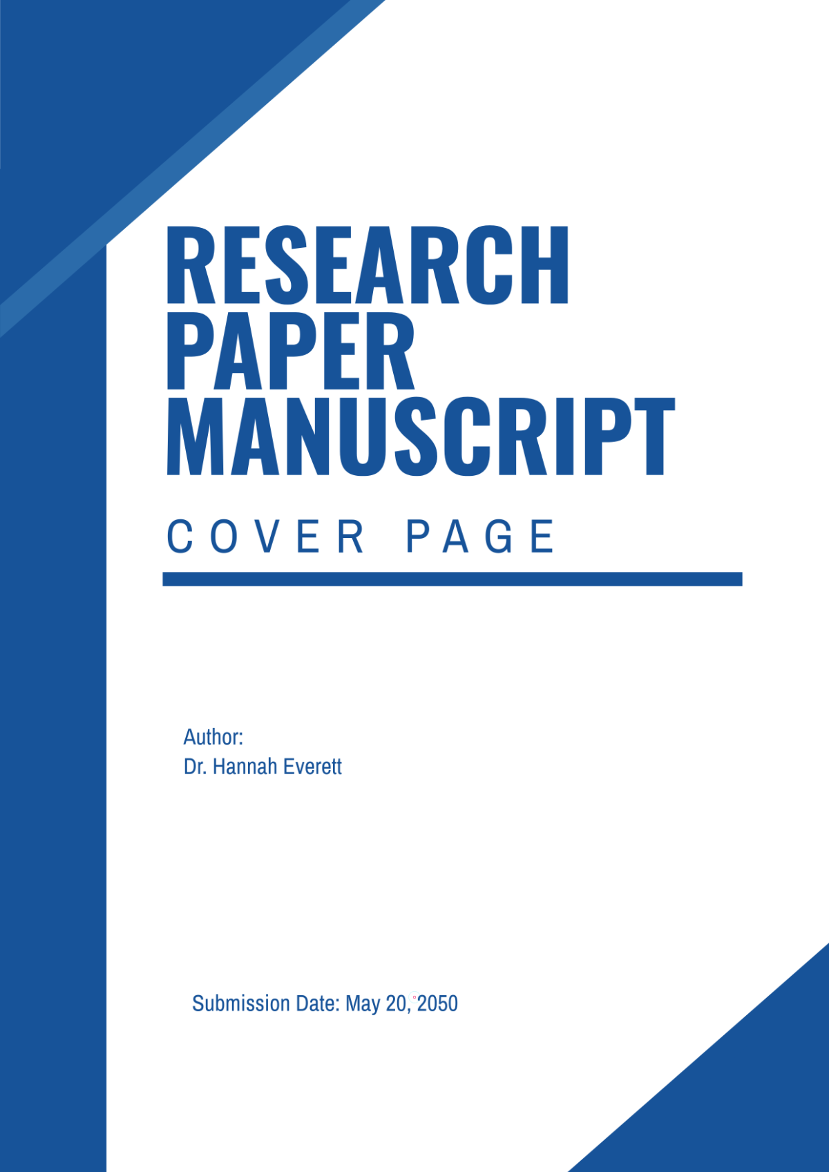 Free Research Paper Manuscript Cover Page Template to Edit Online