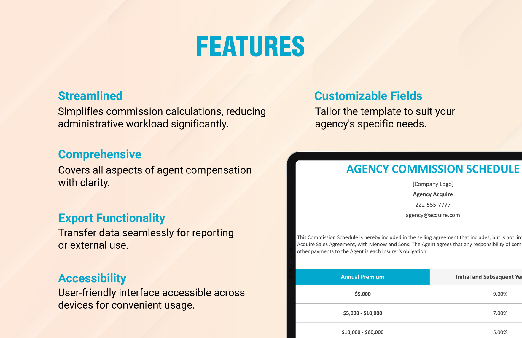 Agency Commission Schedule Template