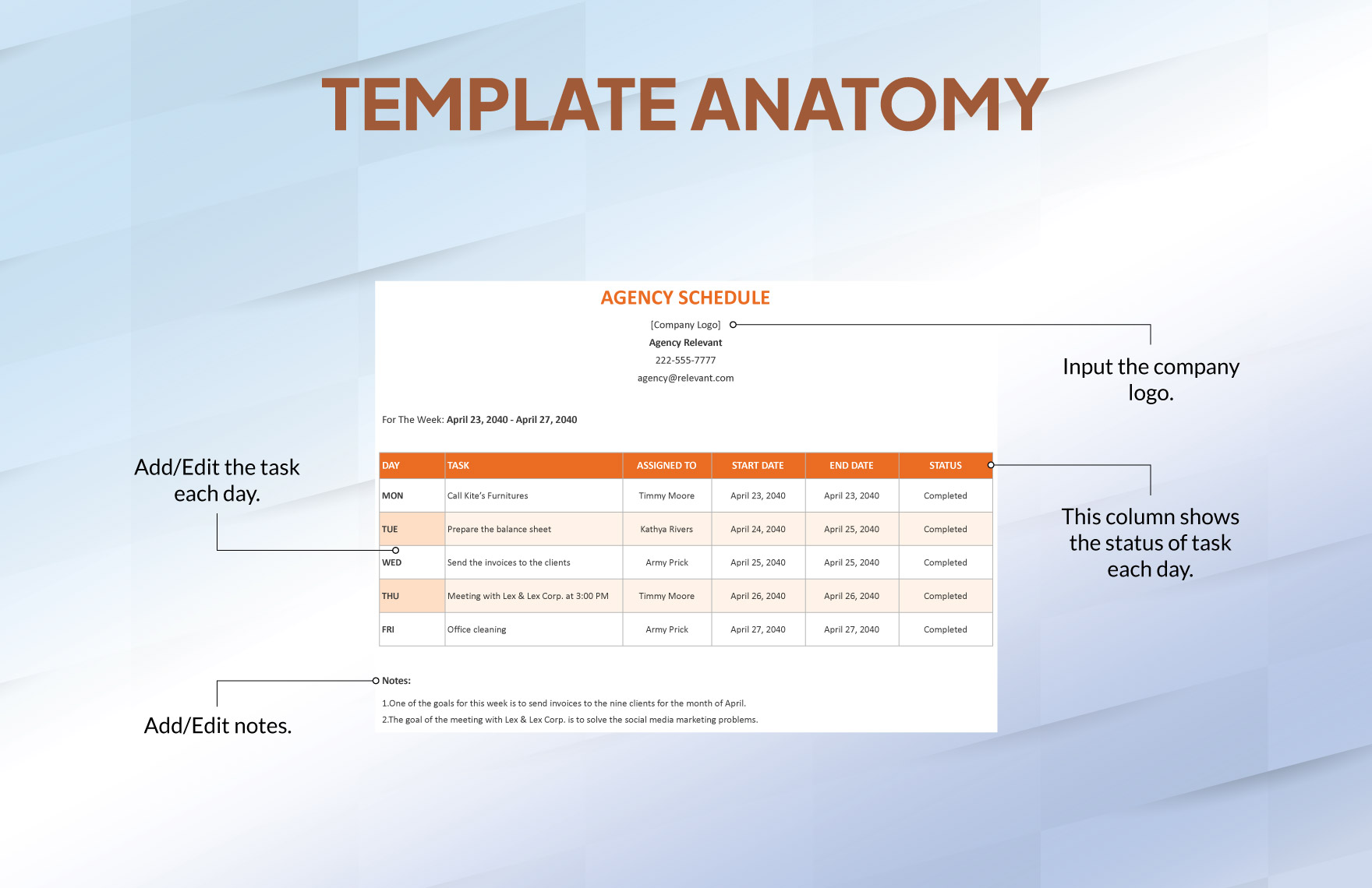 Agency Schedule Template