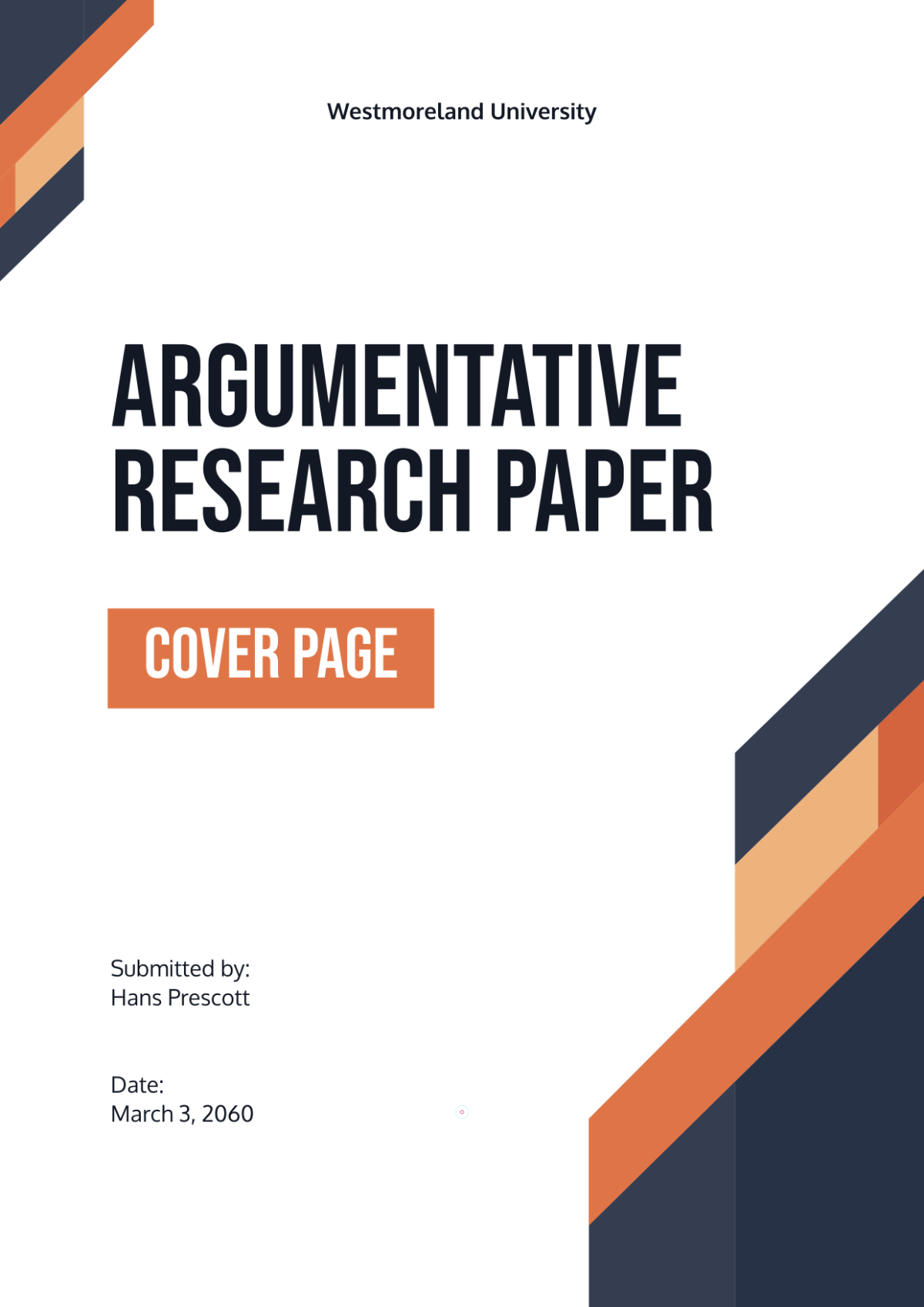 Free Argumentative Research Paper Cover Page Template