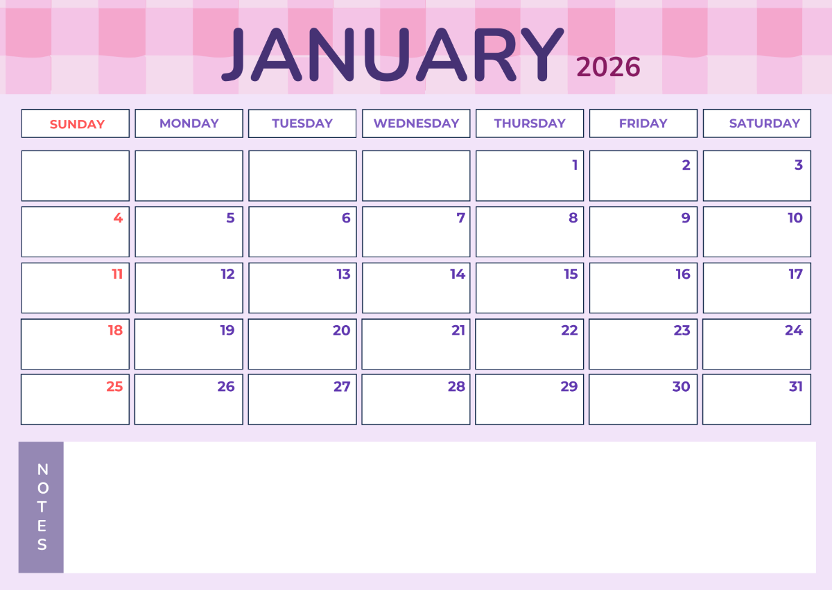Free January Calendar 2026 Templates Editable And Printable