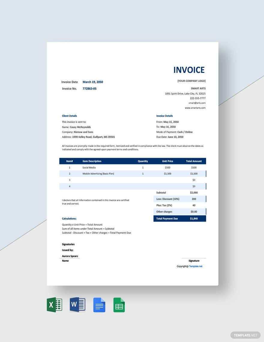Blank Agency Invoice Template